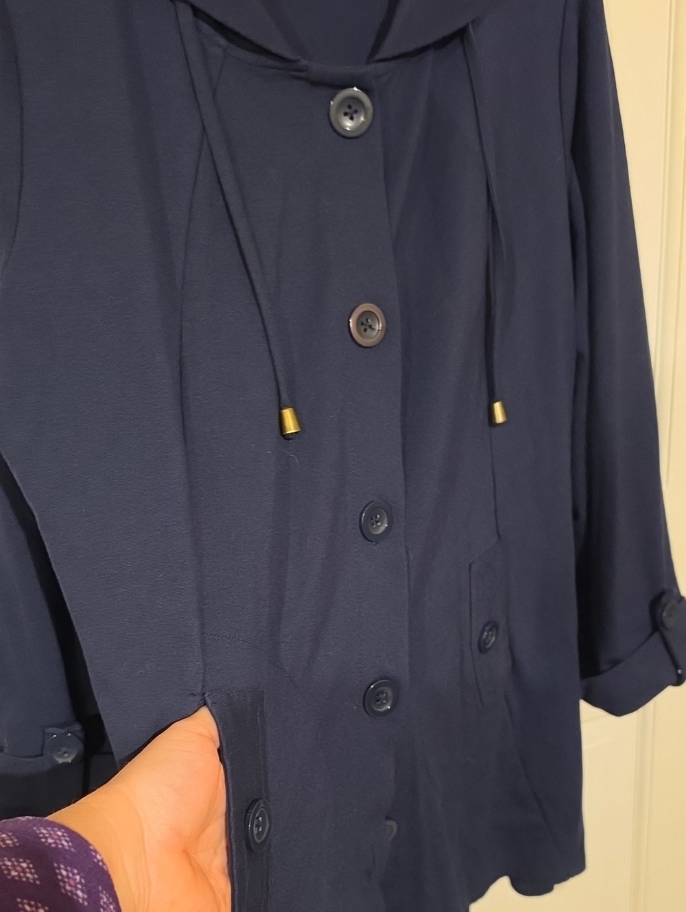 Christian Siriano NY Navy Blue Hooded Swing Jacket - Plus Size 2X - Picture 2 of 3